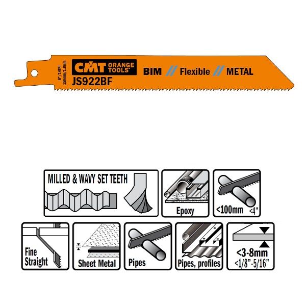 Фото Пилки сабельные 5 штук для металла BIM 150x1,8x14TPI в интернет-магазине ToolHaus.ru